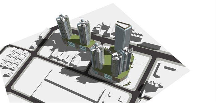 旧城改造商业+住宅综合体建筑方案SU模型(9)