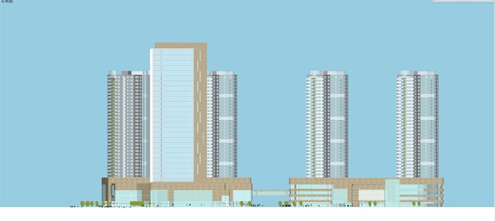 旧城改造商业+住宅综合体建筑方案SU模型(10)
