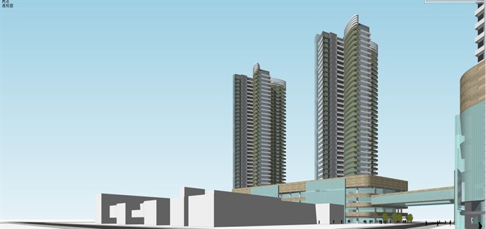 旧城改造商业+住宅综合体建筑方案SU模型(14)