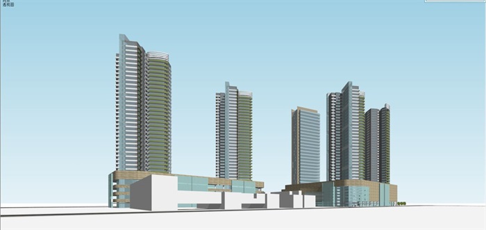 旧城改造商业+住宅综合体建筑方案SU模型(15)