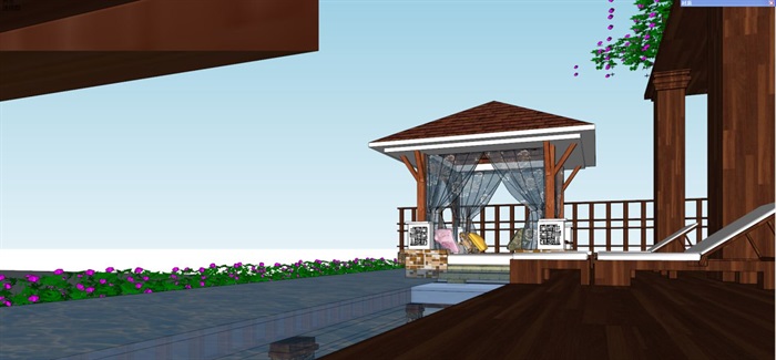 3个东南亚风格别墅户型建筑方案SU模型(14)