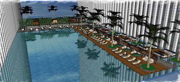 现代风格屋顶游泳池景观设计方案SU模型(1)