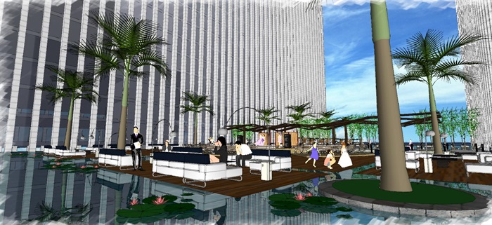 现代风格屋顶游泳池景观设计方案SU模型(4)