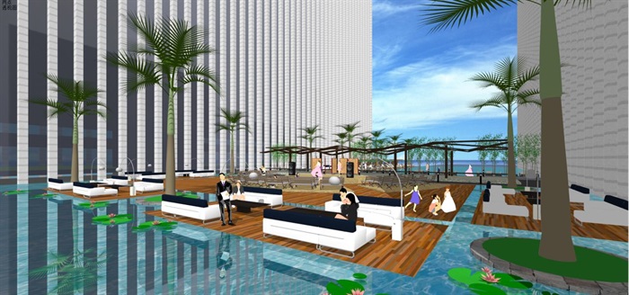 现代风格屋顶游泳池景观设计方案SU模型(8)