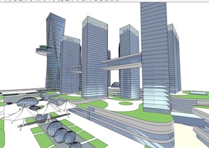 城市CBD中心建筑概念方案SU(草图大师)模型