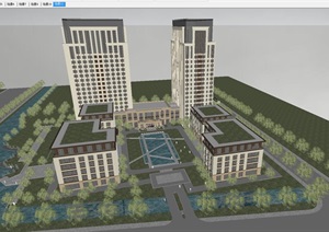新古典风格办公楼建筑设计方案SU(草图大师)模型