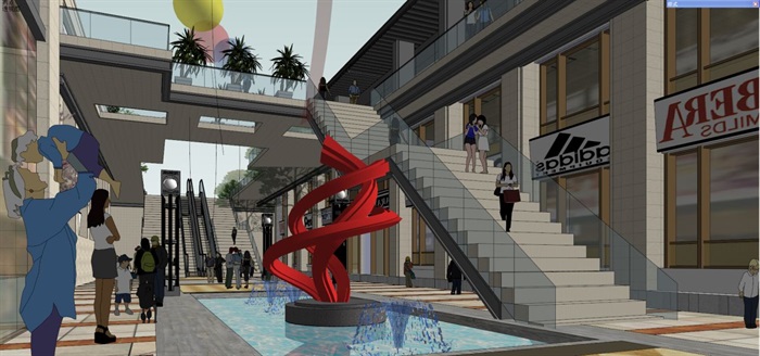 汉代风格昆明水文化博物馆+商业广场建筑设计方案SU模型(5)