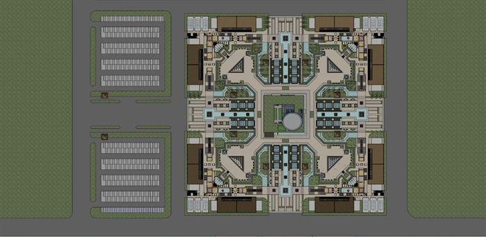 汉代风格昆明水文化博物馆+商业广场建筑设计方案SU模型(7)