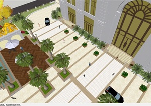 欧式豪华酒店+室外广场建筑与景观方案SU(草图大师)模型