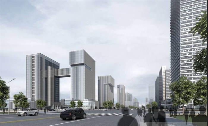 东营黄蓝时代国际金融港建筑方案SU模型(2)