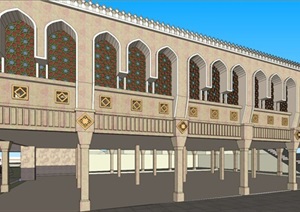 麦加伊斯兰风格清真寺建筑方案SU(草图大师)模型
