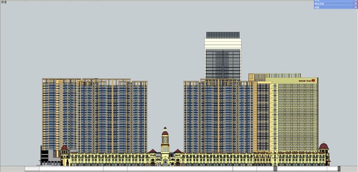 西班牙+中式风格南洋广场综合体建筑方案SU模型(14)