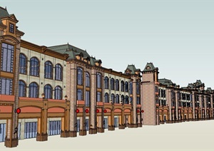法式沿街商业项目建筑方案SU(草图大师)模型