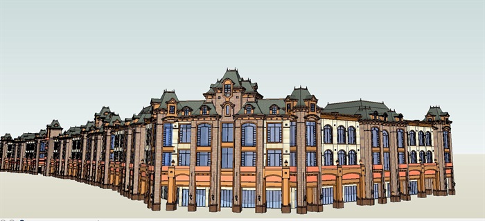 法式沿街商业项目建筑方案SU模型(2)