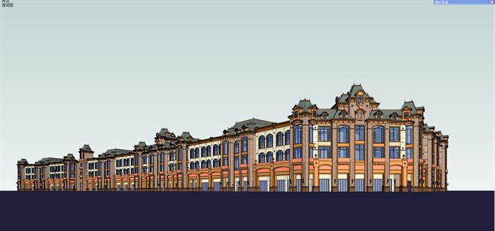 法式沿街商业项目建筑方案SU模型(6)