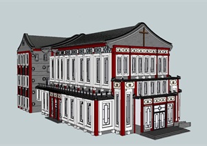 3个婚庆教堂建筑设计方案SU(草图大师)模型