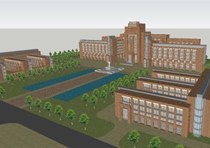 南开大学教学楼建筑设计方案SU(草图大师)模型