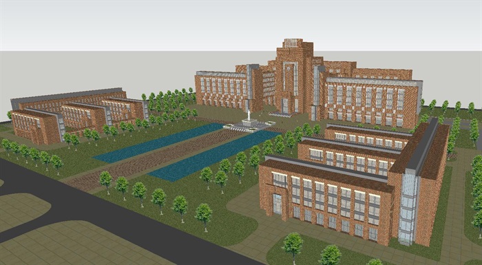 南开大学教学楼建筑设计方案SU模型(1)