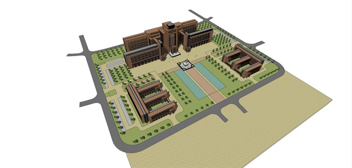 南开大学教学楼建筑设计方案SU模型(14)
