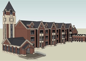 英式2700平方幼儿园建筑方案SU(草图大师)模型