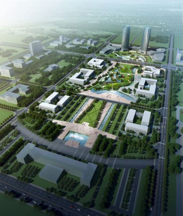 2个新疆博州博乐新区行政办公中心建筑方案SU模型（附CAD总平面图+PPT方案文本）(1)