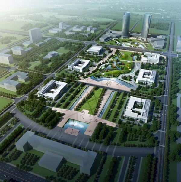 2个新疆博州博乐新区行政办公中心建筑方案SU模型（附CAD总平面图+PPT方案文本）(2)