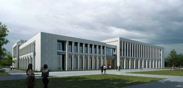 2个新疆博州博乐新区行政办公中心建筑方案SU模型（附CAD总平面图+PPT方案文本）(5)