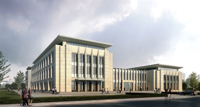 2个新疆博州博乐新区行政办公中心建筑方案SU模型（附CAD总平面图+PPT方案文本）(16)