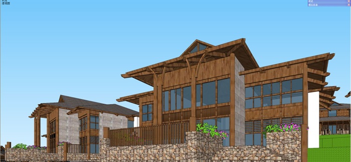 东南亚风格安哥拉度假村建筑方案SU模型(9)