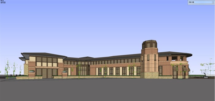 简欧风格商业会所建筑方案SU模型(12)