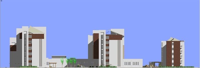 现代风格疗养院建筑与景观方案SU模型(12)
