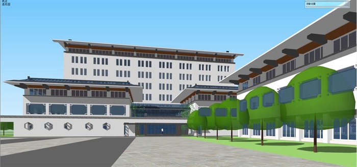 现代中式中医院建筑设计方案SU模型(5)