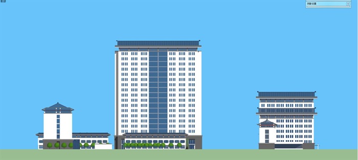 现代中式中医院建筑设计方案SU模型(7)