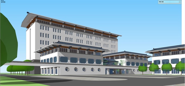 现代中式中医院建筑设计方案SU模型(6)