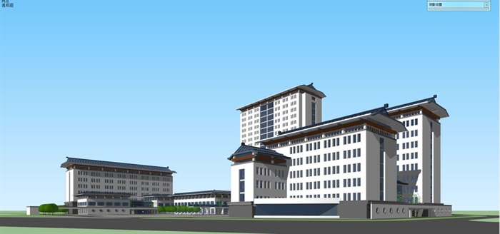 现代中式中医院建筑设计方案SU模型(8)