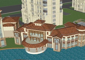 烟台新古典风格高层小区建筑设计方案SU(草图大师)模型