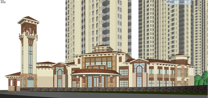 烟台新古典风格高层小区建筑设计方案SU模型(4)
