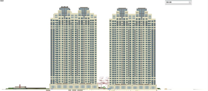 烟台新古典风格高层小区建筑设计方案SU模型(7)