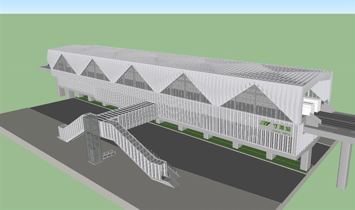 3个重庆轻轨站建筑设计方案SU模型(8)