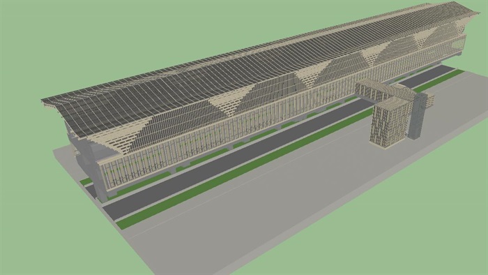 3个重庆轻轨站建筑设计方案SU模型(10)
