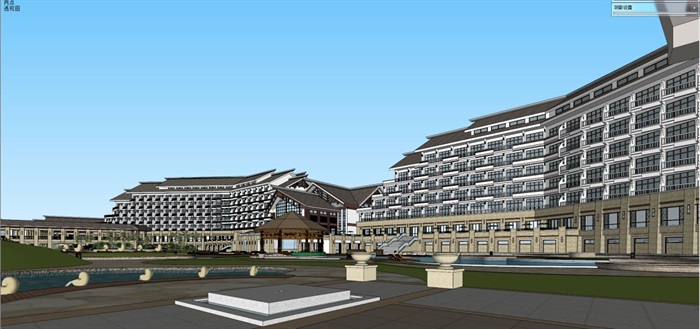 东南亚风格天域酒店建筑方案SU模型(12)