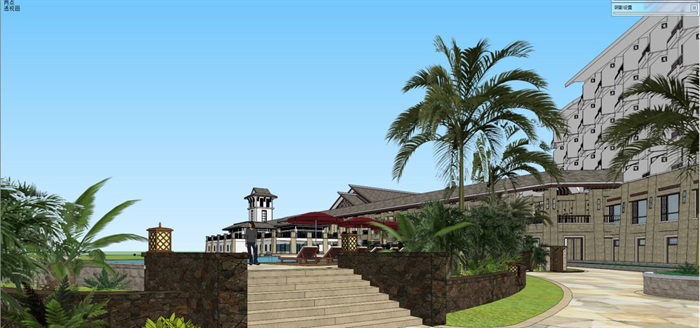东南亚风格天域酒店建筑方案SU模型(14)