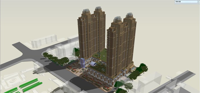 新古典风格高层商住楼建筑方案SU模型(9)