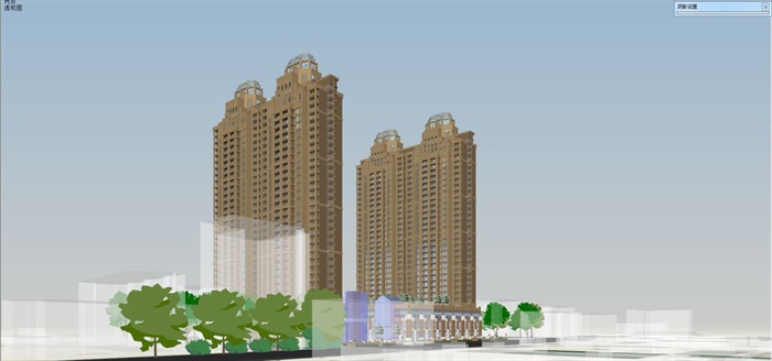 新古典风格高层商住楼建筑方案SU模型(10)