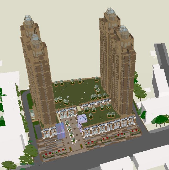 新古典风格高层商住楼建筑方案SU模型(11)
