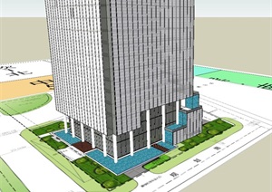 现代超高层综合办公大厦建筑设计方案SU(草图大师)模型
