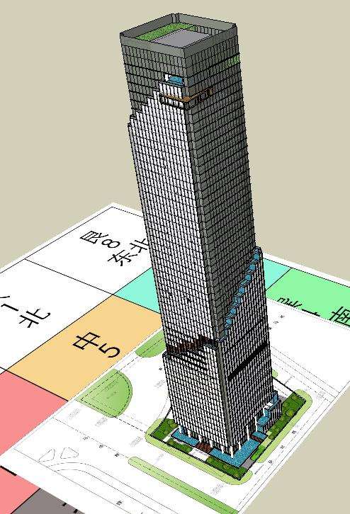 现代超高层综合办公大厦建筑设计方案SU模型(4)