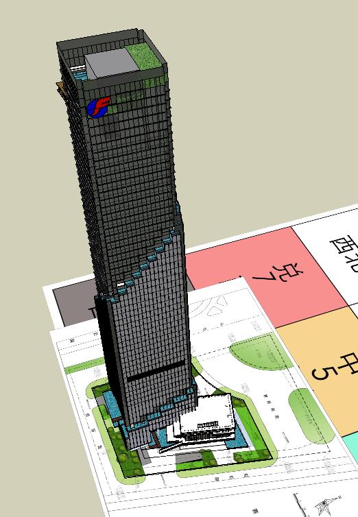 现代超高层综合办公大厦建筑设计方案SU模型(6)