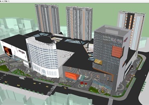 巴陵尚城商业综合体建筑设计方案SU(草图大师)模型