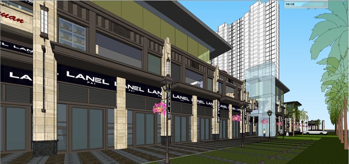 Art-deco风格小区沿街商业建筑设计方案SU模型(3)